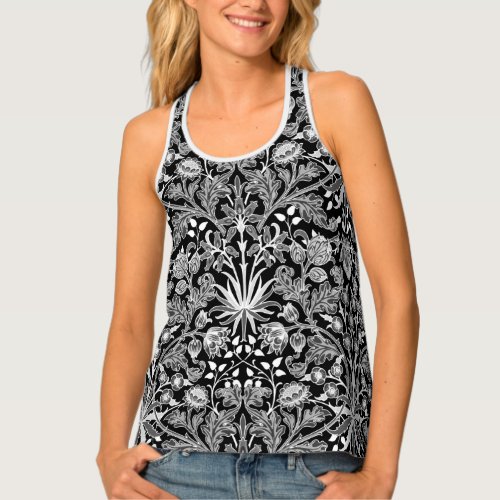 William Morris Hyacinth Print Black and White Tank Top