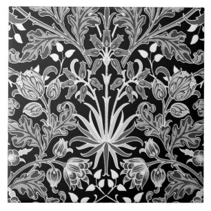 William Morris Hyacinth Print, Black and White Tile
