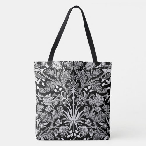 William Morris Hyacinth Print Black and White Tote Bag