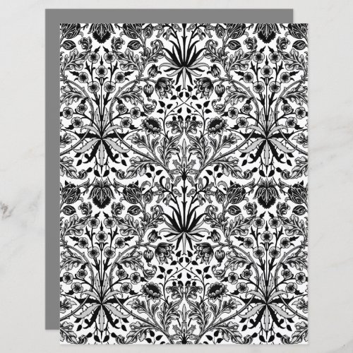 William Morris Hyacinth Print Black White  Gray