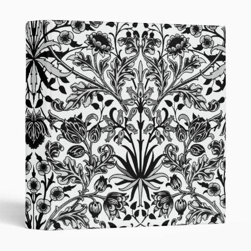 William Morris Hyacinth Print Black White  Gray 3 Ring Binder