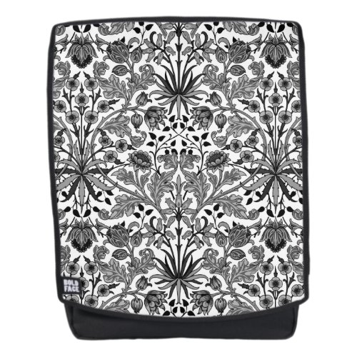 William Morris Hyacinth Print Black White  Gray Backpack