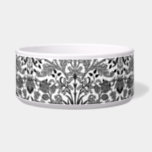 William Morris Hyacinth Print, Black, White & Gray Bowl<br><div class="desc">Pet bowl in a vintage William Morris pattern of hyacinths,  tulips and leaves,  in shades silver gray / grey and black,  on a white background</div>