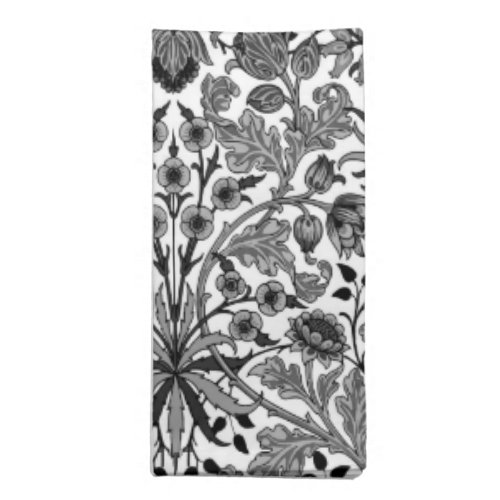 William Morris Hyacinth Print Black White  Gray Cloth Napkin