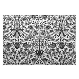 William Morris Hyacinth Print, Black, White & Gray Cloth Placemat