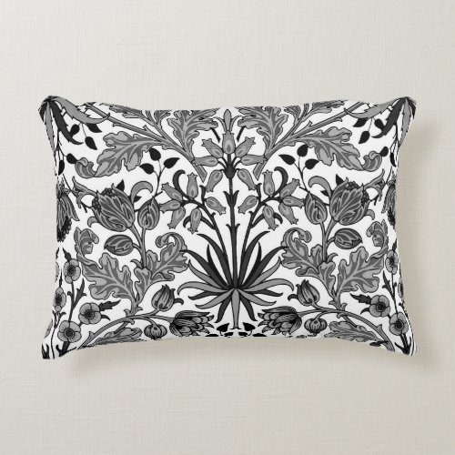 William Morris Hyacinth Print Black White  Gray Decorative Pillow