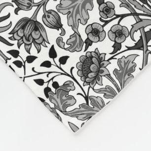 William Morris Hyacinth Print, Black, White & Gray Fleece Blanket