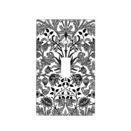 William Morris Hyacinth Print, Black, White &amp; Gray Light Switch Cover