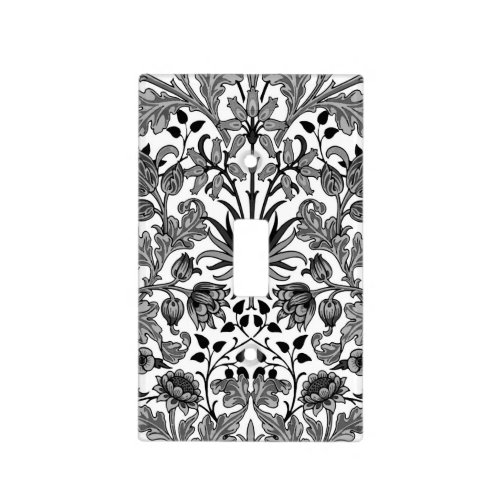 William Morris Hyacinth Print Black White  Gray Light Switch Cover