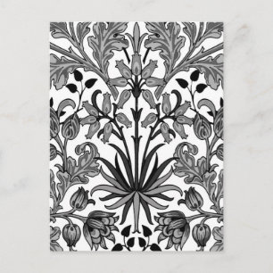 William Morris Hyacinth Print, Black, White & Gray Postcard