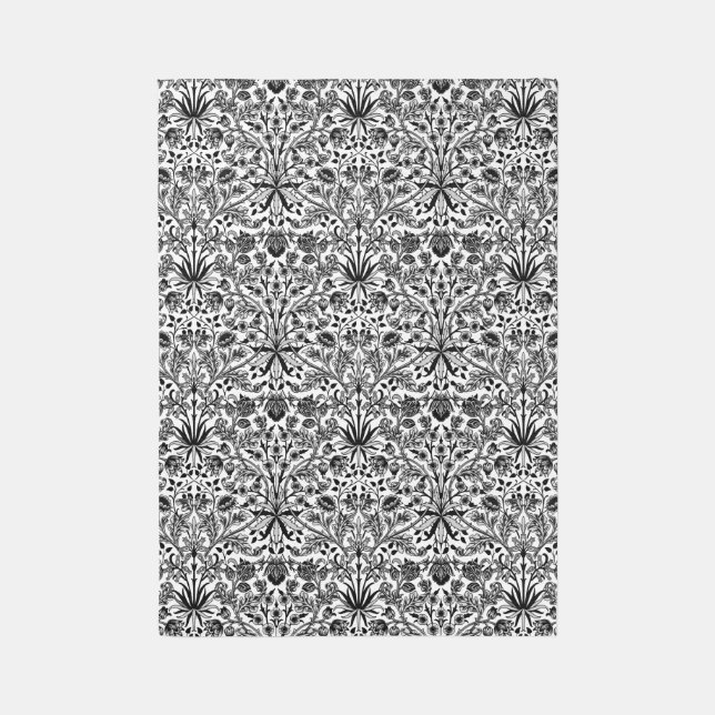 William Morris Hyacinth Print, Black, White & Gray Rug (Front (Vertical))