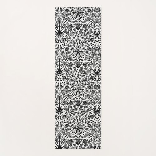 William Morris Hyacinth Print Black White  Gray Yoga Mat