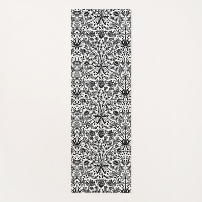 William Morris Hyacinth Print, Black, White & Gray Yoga Mat (Front)