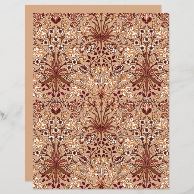 William Morris Hyacinth Print, Brown and Beige   (Front/Back)