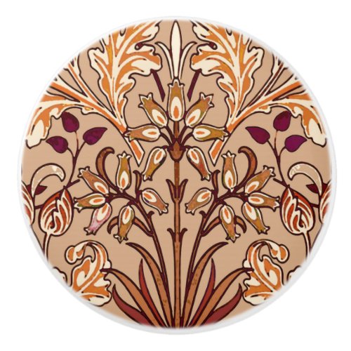 William Morris Hyacinth Print Brown and Beige Ceramic Knob