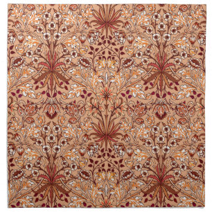 William Morris Hyacinth Print, Brown and Beige Cloth Napkin