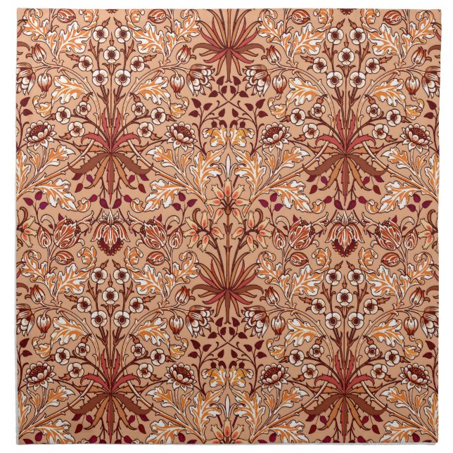 William Morris Hyacinth Print, Brown and Beige   Cloth Napkin (Front)