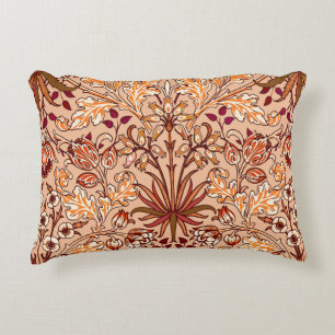 William Morris Hyacinth Print, Brown and Beige Decorative Pillow