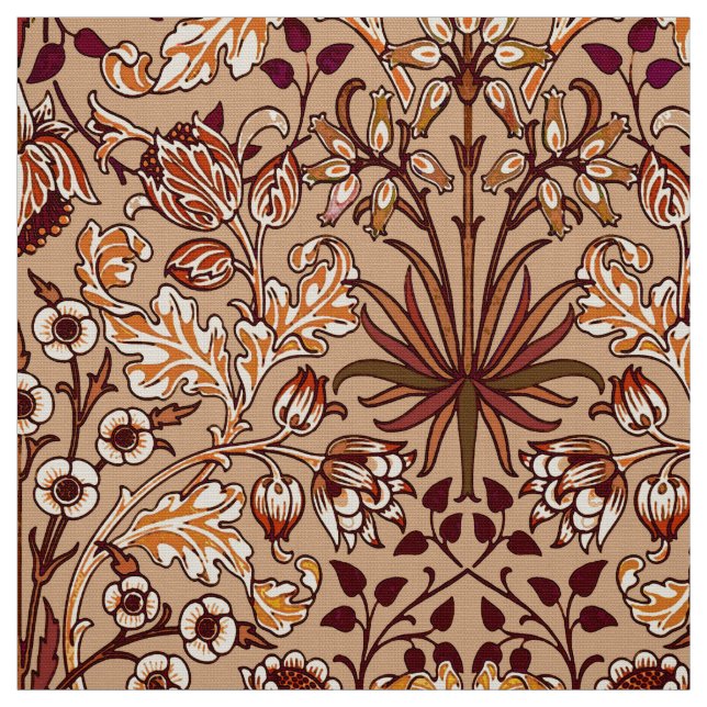William Morris Hyacinth Print, Brown and Beige Fabric (Swatch)