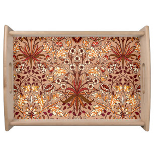 William Morris Hyacinth Print, Brown and Beige Serving Tray