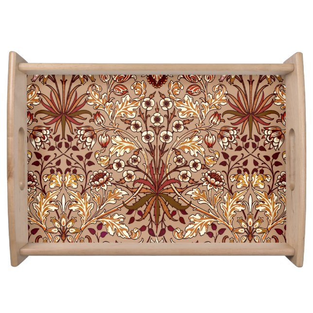 William Morris Hyacinth Print, Brown and Beige Serving Tray (Front)