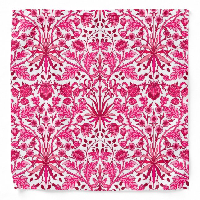 William Morris Hyacinth Print, Burgundy and Pink  Bandana (Front)
