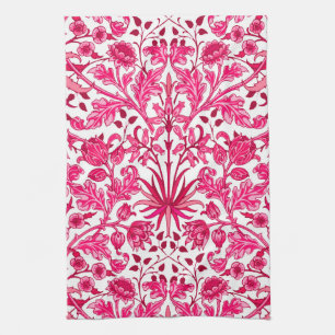 William Morris Hyacinth Print, Burgundy and Pink  Kitchen Towel