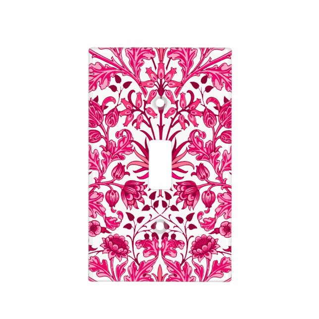 William Morris Hyacinth Print, Burgundy and Pink  Light Switch Cover (Front)