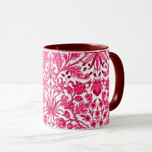 William Morris Hyacinth Print, Burgundy and Pink  Mug