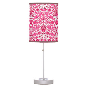 William Morris Hyacinth Print, Burgundy and Pink Table Lamp