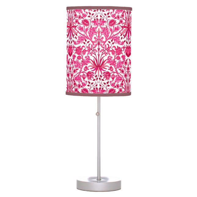 William Morris Hyacinth Print, Burgundy and Pink  Table Lamp (Front)