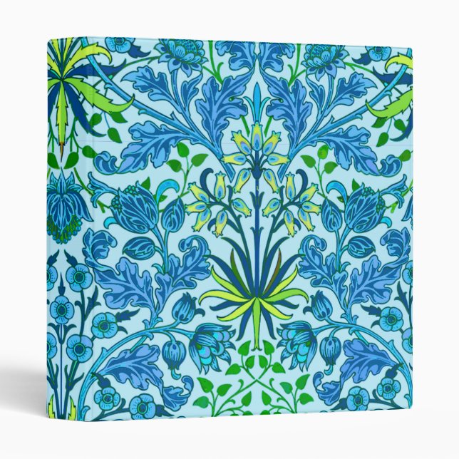 William Morris Hyacinth Print, Cerulean Blue Binder (Front/Spine)