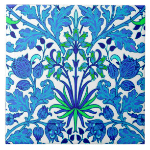 William Morris Hyacinth Print, Cerulean Blue Ceramic Tile