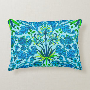 William Morris Hyacinth Print, Cerulean Blue Decorative Pillow
