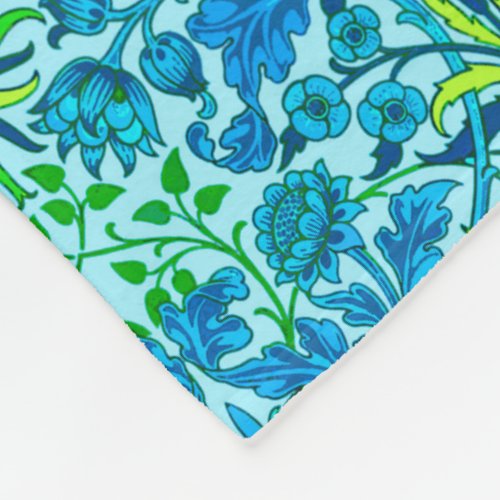 William Morris Hyacinth Print Cerulean Blue Fleece Blanket