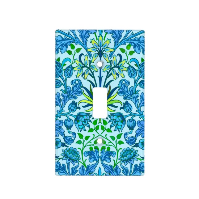 William Morris Hyacinth Print, Cerulean Blue Light Switch Cover (Front)