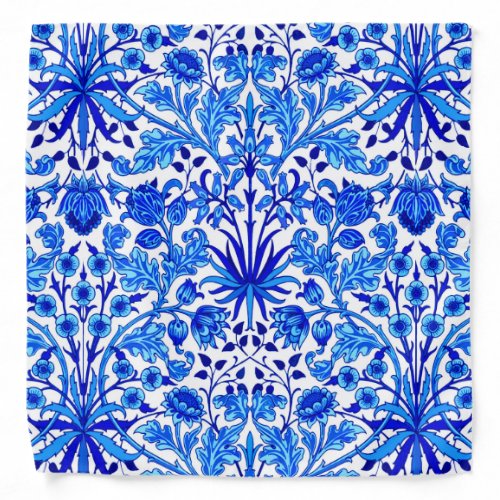 William Morris Hyacinth Print Cobalt Blue  White Bandana