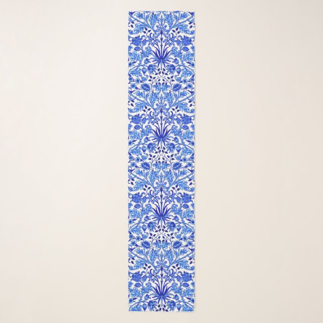 William Morris Hyacinth Print, Cobalt Blue & White Scarf (Front)