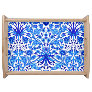 William Morris Hyacinth Print, Cobalt Blue & White Serving Tray