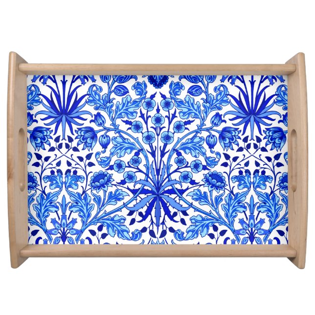 William Morris Hyacinth Print, Cobalt Blue & White Serving Tray (Front)