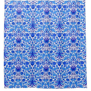 William Morris Hyacinth Print, Cobalt Blue & White Shower Curtain