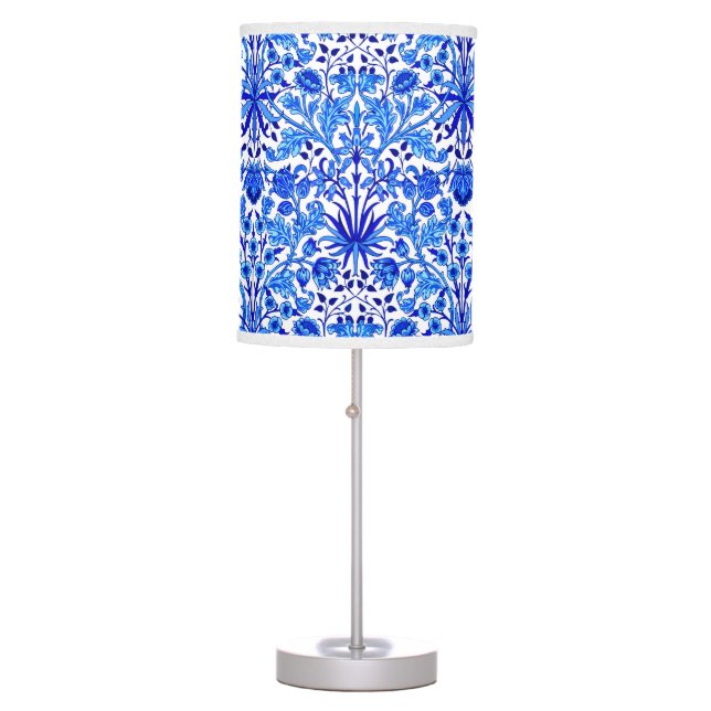William Morris Hyacinth Print, Cobalt Blue & White Table Lamp (Front)