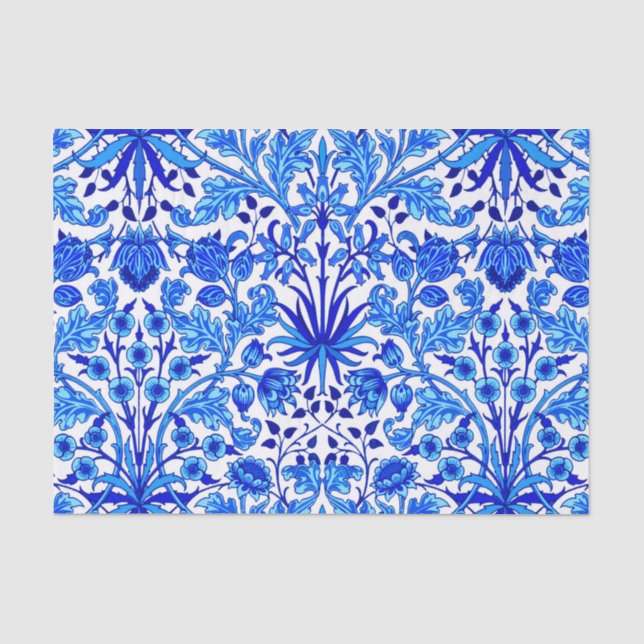 William Morris Hyacinth Print, Cobalt Blue & White Tissue Paper (Front)