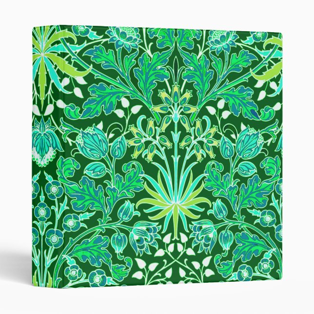 William Morris Hyacinth Print, Emerald Green 3 Ring Binder (Front/Spine)