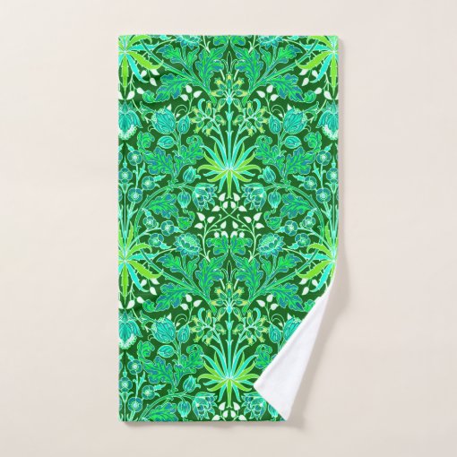 William Morris Hyacinth Print, Emerald Green Bath Towel Set Zazzle