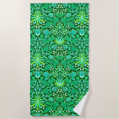 William Morris Hyacinth Print Emerald Green Beach Towel