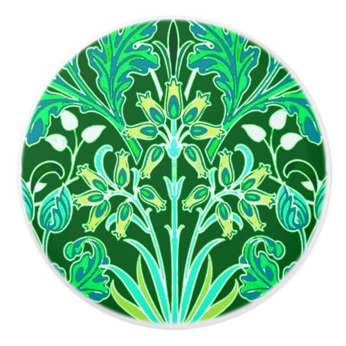 William Morris Hyacinth Print Emerald Green Ceramic Knob