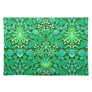 William Morris Hyacinth Print, Emerald Green Cloth Placemat