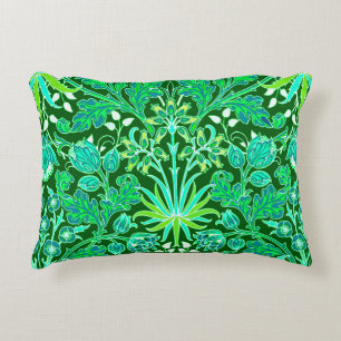William Morris Hyacinth Print, Emerald Green Decorative Pillow