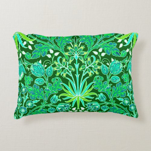 William Morris Hyacinth Print Emerald Green Decorative Pillow